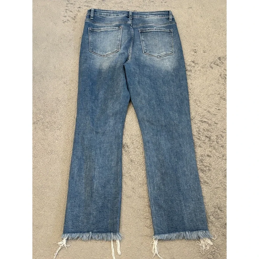 Vervet Jeans Womens 29 Straight Leg Distressed Raw Hem Ripped Medium Wash Blue